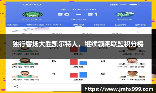 独行客场大胜凯尔特人，继续领跑联盟积分榜
